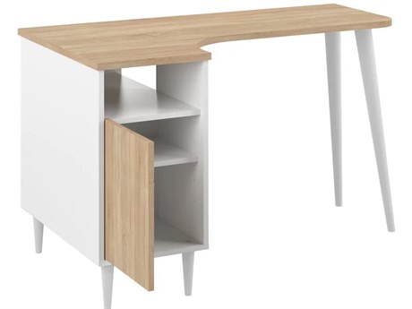 TemaHome Nook Melamine White Natural Oak Wood Computer Desk