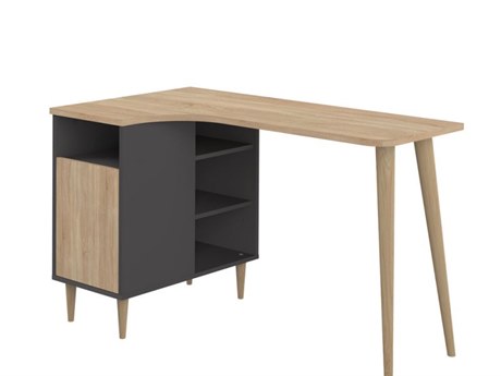 TemaHome Nook Melamine Black Natural Oak Wood Computer Desk
