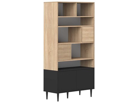 TemaHome Horizon Melamine Natural Oak Black Bookcase