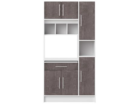 TemaHome Louise Melamine White Concrete Look Gray Oak Wood Kitchen Pantry