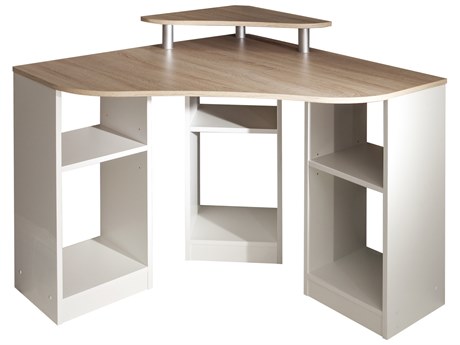 TemaHome Natural Oak White Wood Corner Desk