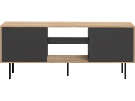 TemaHome Altitude 59" Oak Wood Color Black Media Console