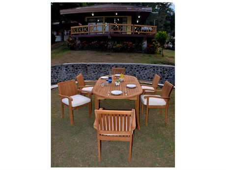 Teak Smith 9 Pieces 117" Large Double Oval Dining Set