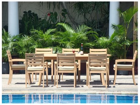Teak Smith 9 Pieces 117" Large Double Oval Dining Set