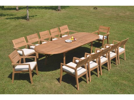 Teak Smith 13 Pieces 117" Large Double Oval Dining Set