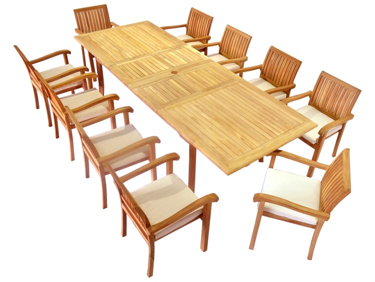 Teak Smith 11 Piece Double Extension Rectangular Dining Set 2