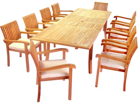 Teak Smith 11 Pieces 117" Double Extension Rectangular Dining Set