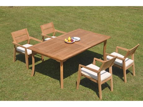 Teak Smith 5 Pieces 117" Double Extension Rectangular Dining Set