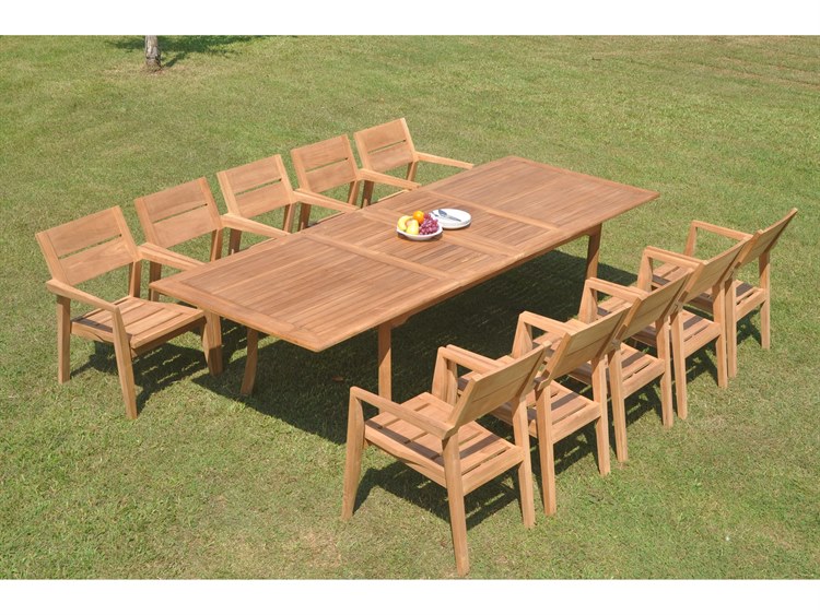 Teak Smith 11 Piece Double Extension Rectangular Dining Set 5