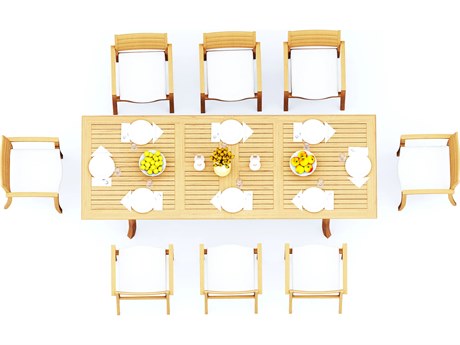 Teak Smith 9 Pieces 117" Double Extension Rectangular Dining Set