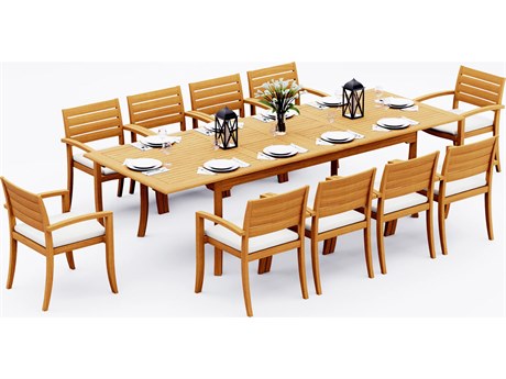 Teak Smith 11 Pieces 117" Double Extension Rectangular Dining Set