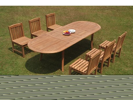 Teak Smith 7 Pieces 117" Large Double Oval Dining Set