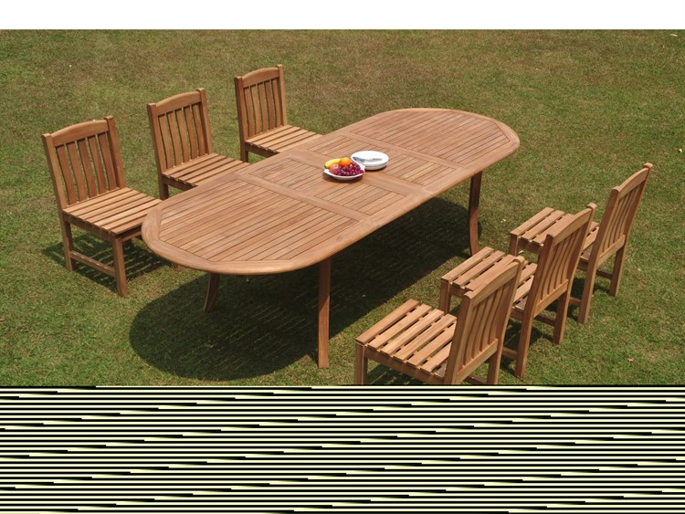 Teak Smith 7 Pieces 117" Large Double Oval Dining Set