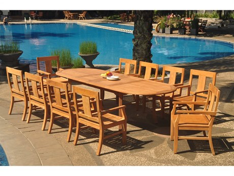 Teak Smith 11 Pieces 117" Large Double Oval Dining Set