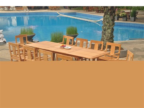 Teak Smith 11 Pieces 117" Large Double Rectangular Dining Set