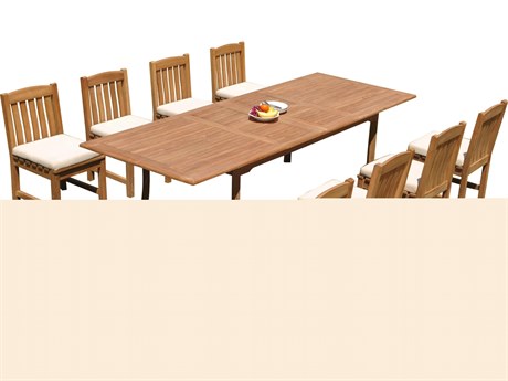 Teak Smith 9 Pieces 117" Large Double Rectangular Dining Set