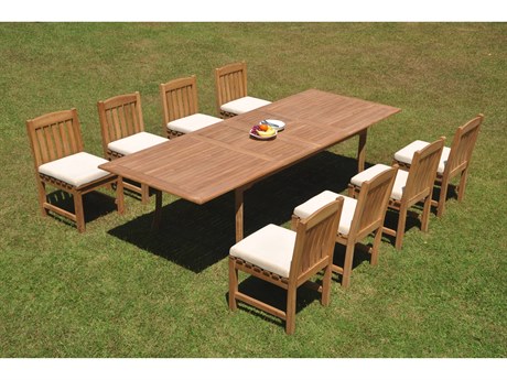 Teak Smith 9 Pieces 117" Large Double Rectangular Dining Set