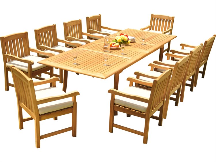 Teak Smith 11 Pieces 117" Large Double Rectangular Dining Set