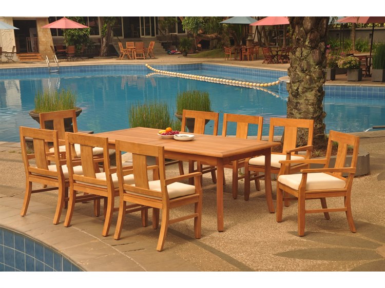 Teak Smith 9 Pieces 117" Large Double Rectangular Dining Set