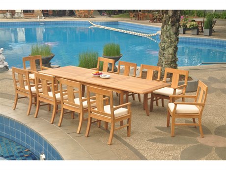 Teak Smith 11 Pieces 117" Large Double Rectangular Dining Set