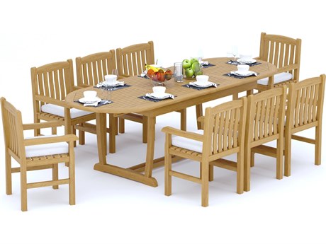Teak Smith 9 Pieces 118" Oval Dining Set