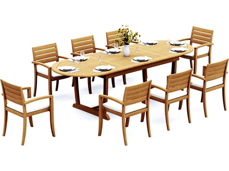 Teak Smith 9 Pieces 118" Oval Dining Set