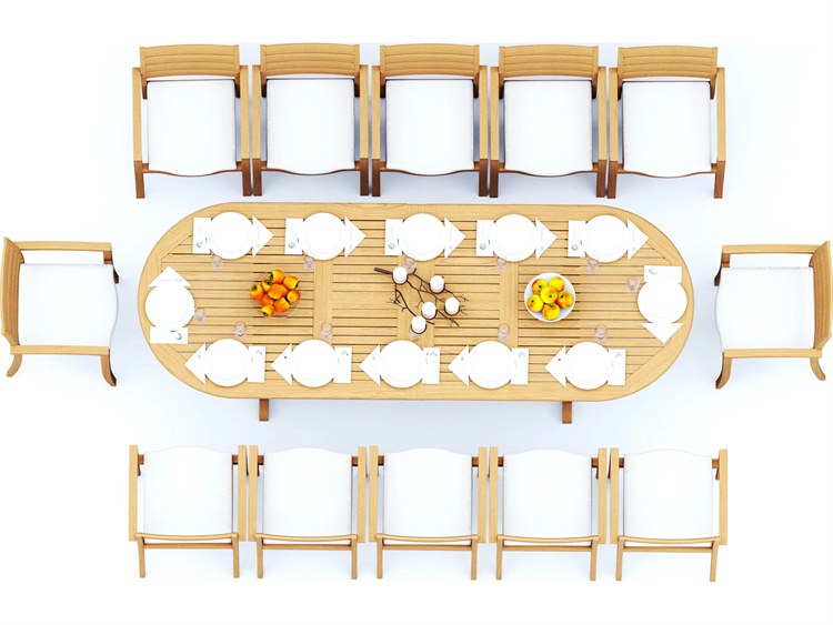 Teak Smith 13 Pieces 118 inch Oval Dining Set Brown 3