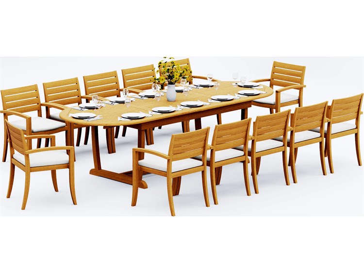 Teak Smith 13 Pieces 118 inch Oval Dining Set Brown 4