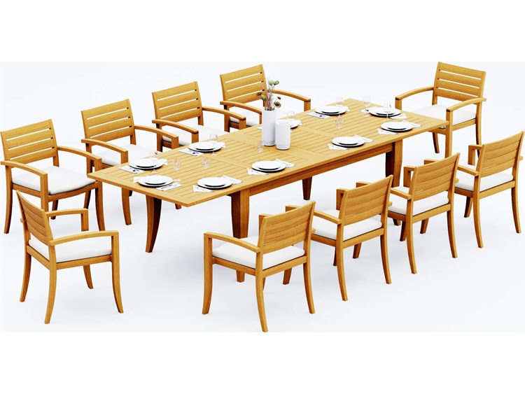 Teak Smith 11 Piece Rectangular Dining Set Teak 8