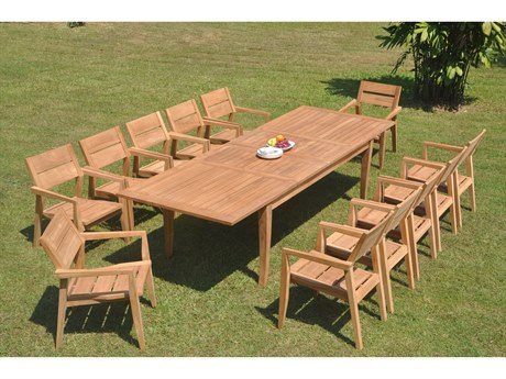 Teak Smith 13 Pieces 122" Rectangular Dining Set