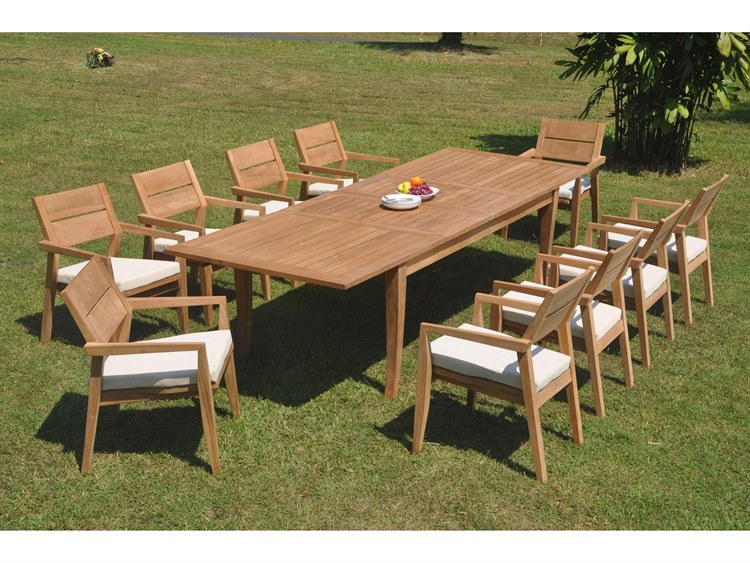 Teak Smith 11 Piece Rectangular Dining Set Teak 7