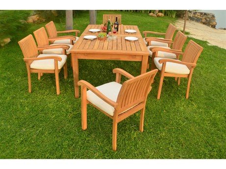 Teak Smith 9 Pieces Atnas 122" Rectangular Dining Set