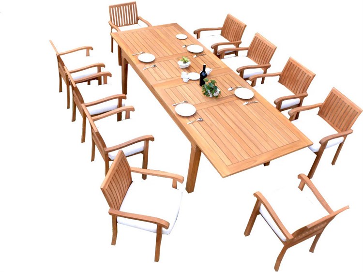 Teak Smith 11 Piece Rectangular Dining Set Teak 5