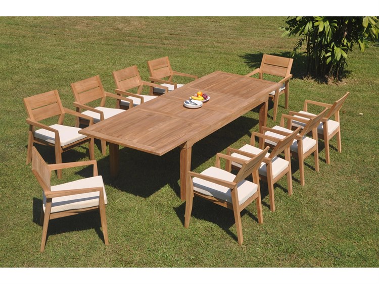 Teak Smith 11 Piece Rectangular Dining Set Teak 3