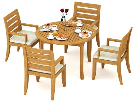 Teak Smith 5 Pieces 48" Round Fixed Dining Set