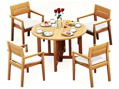 Teak Smith 5 Pieces 48" Round Butterfly Dining Set