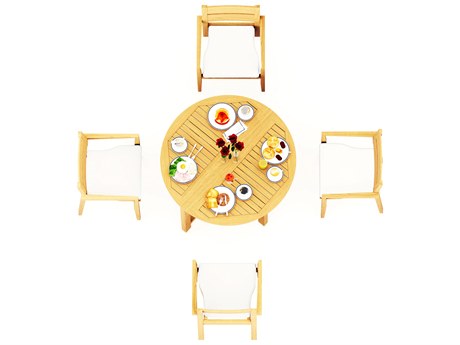 Teak Smith 5 Pieces 48" Round Butterfly Dining Set