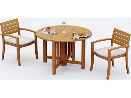 Teak Smith 3 Pieces 48" Round Butterfly Dining Set
