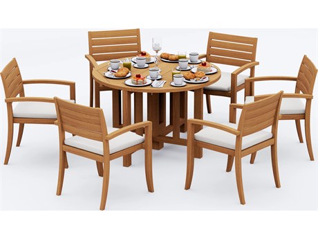 Teak Smith 7 Pieces 48" Round Butterfly Dining Set