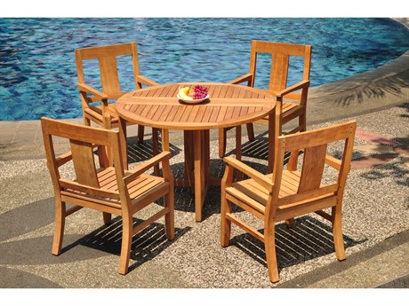 Teak Smith 5 Pieces 48" Round Butterfly Dining Set