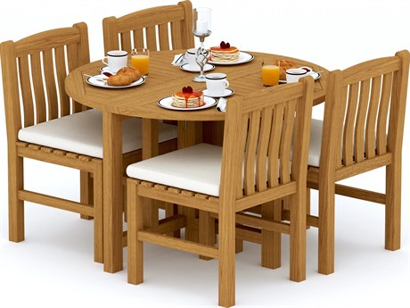 Teak Smith 5 Pieces 48" Round Butterfly Dining Set