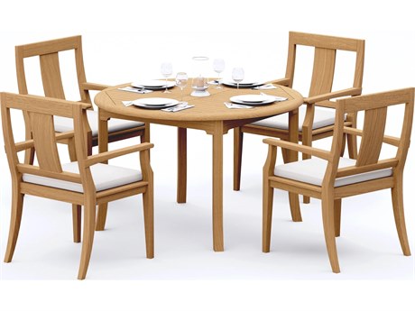 Teak Smith  5 Pieces 48" Round Dining Set