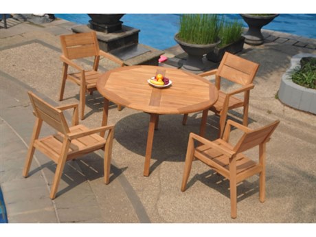 Teak Smith 5 Pieces 52" Round Dining Set
