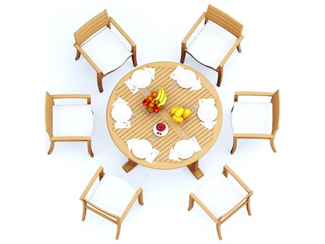 Teak Smith 7 Pieces 60" Round Dining  Set