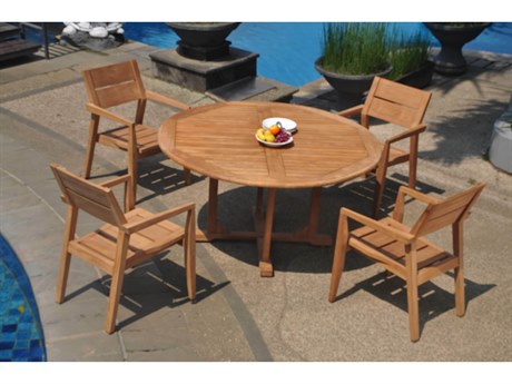 Teak Smith 5 Pieces 60" Round Dining  Set