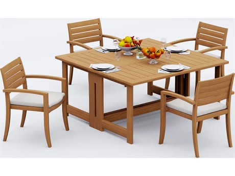 Teak Smith 5 Pieces 60" Square Butterfly Dining Set