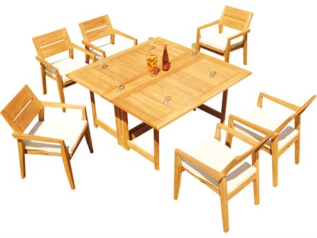 Teak Smith 7 Pieces 60" Square Butterfly Dining Set