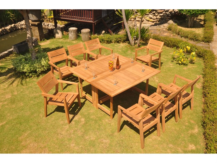 Teak Smith 9 Pieces Butterfly Dining Set Brown 5