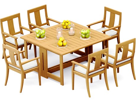 Teak Smith 7 Pieces 60" Square Butterfly Dining Set
