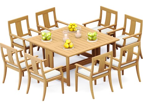 Teak Smith 9 Pieces 60" Square Butterfly Dining Set